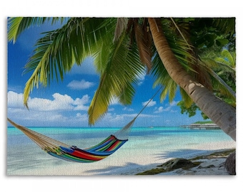 Tropical Beach Area Rug: Palm Tree Paradise Decor