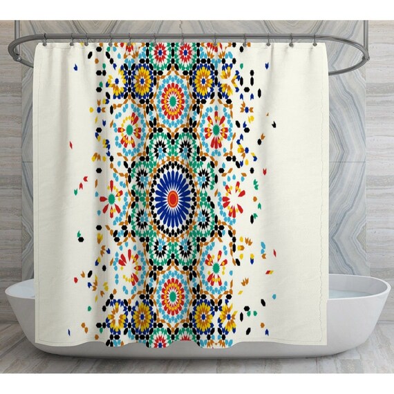 Rideaux de douche marocains motif mosaïque abstrait rideau de douche rideaux  de douche colorés rideau de douche arabe décor de bain bohème - Etsy France