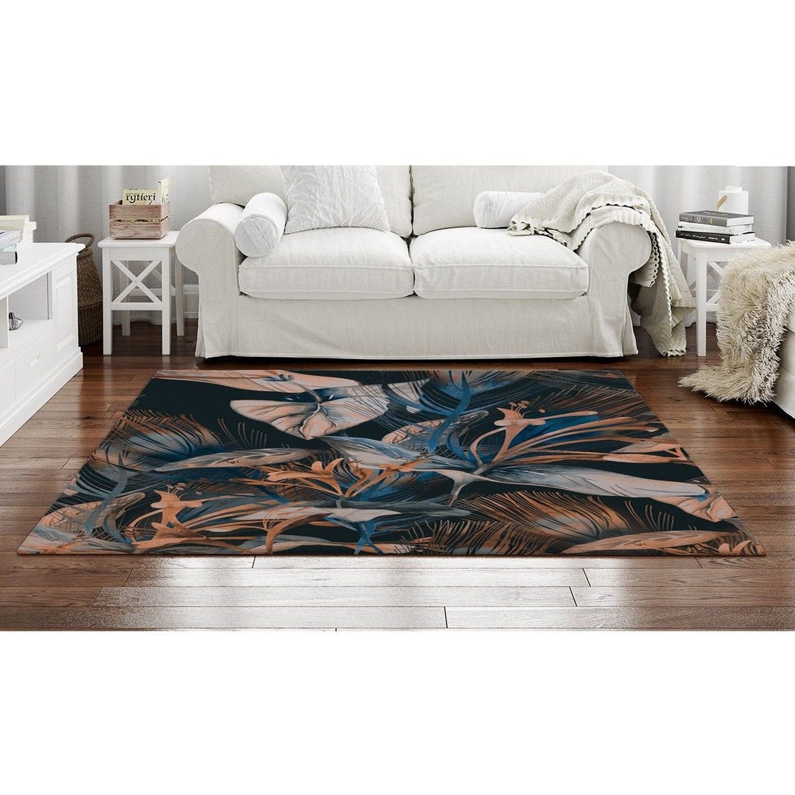 Leaf Rug Leaf Area Rug Botanical Rug Plant Rug Tropical Etsy