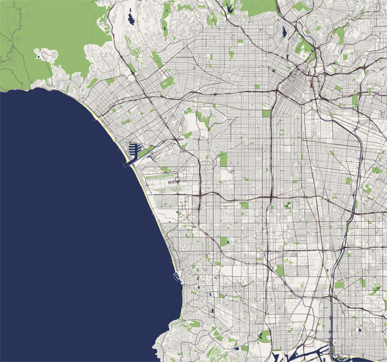 Los Angeles Map Print Tapestry Los Angeles Map Wall Art Map  Etsy