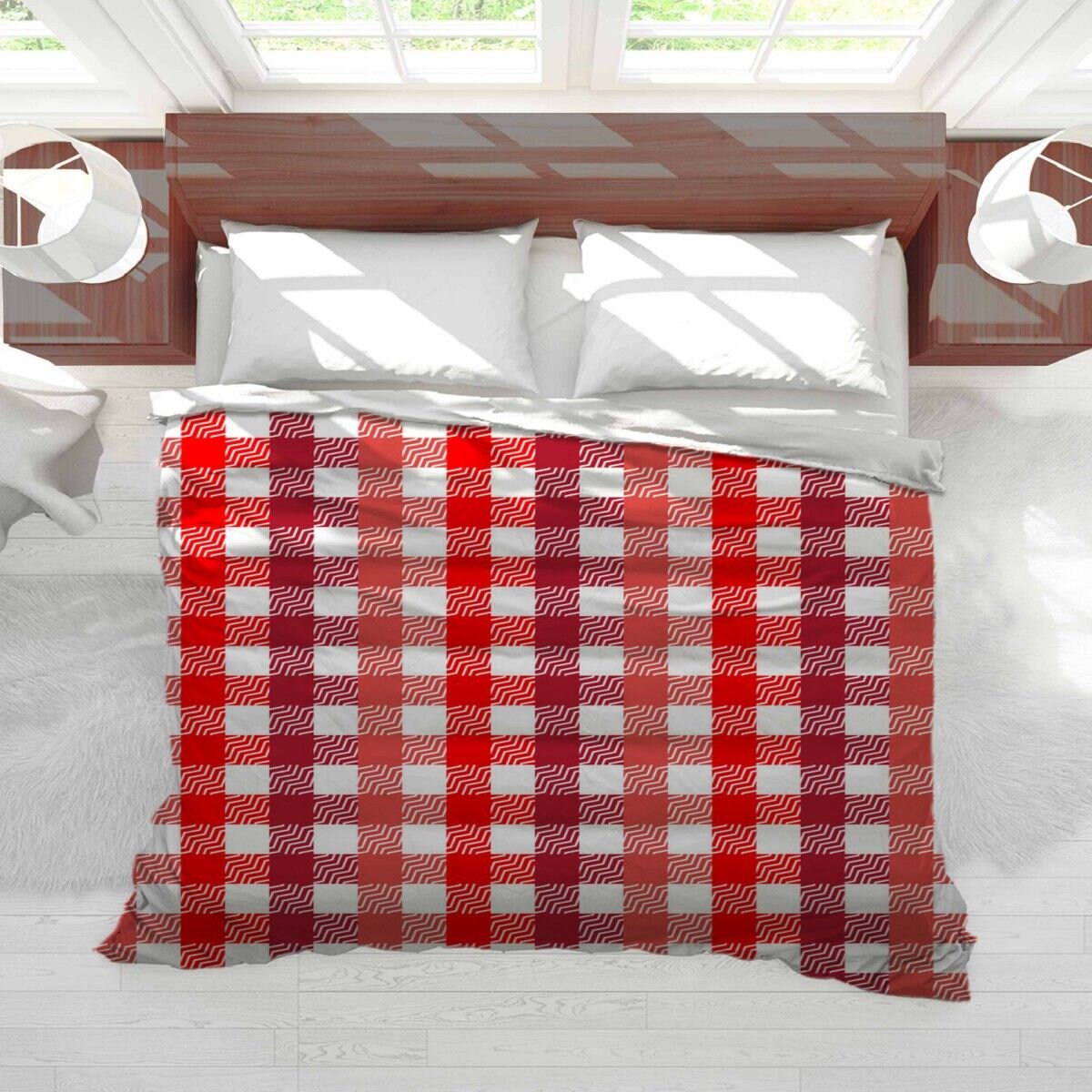 Checkered Duvets Abstract Grid Pattern Duvet Cover Red Etsy