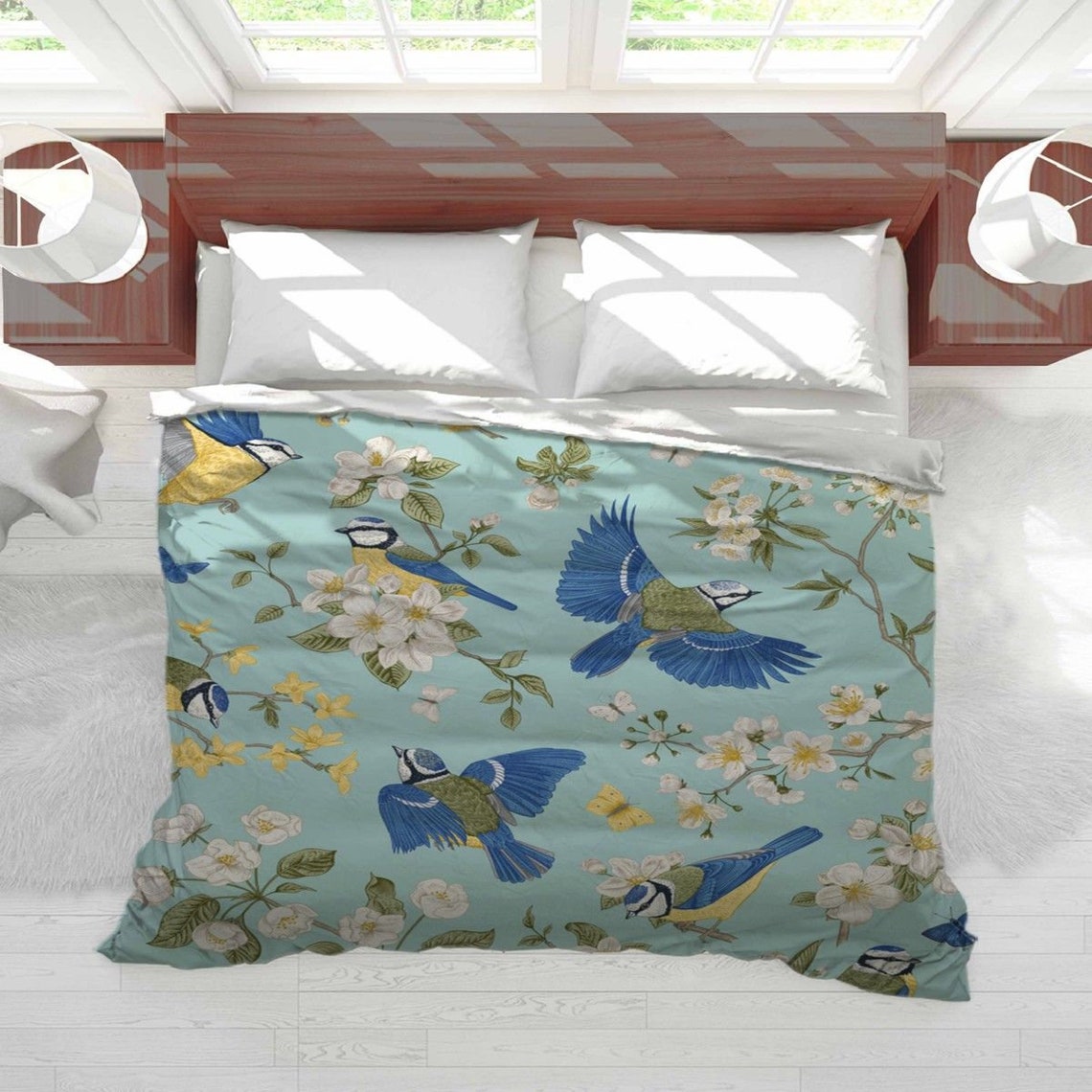 Blue And Yellow Duvet Blue And Yellow Toile Pattern Duvet Etsy