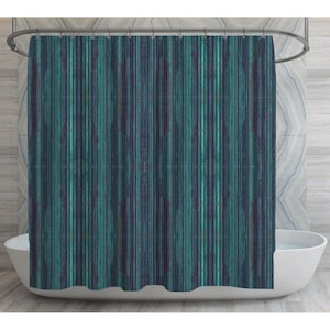 Blue Striped Shower Curtains Hand Drawn Vertical Strokes Shower Curtain Navy And Teal Shower Curtains Blue And Green Shower Curtain