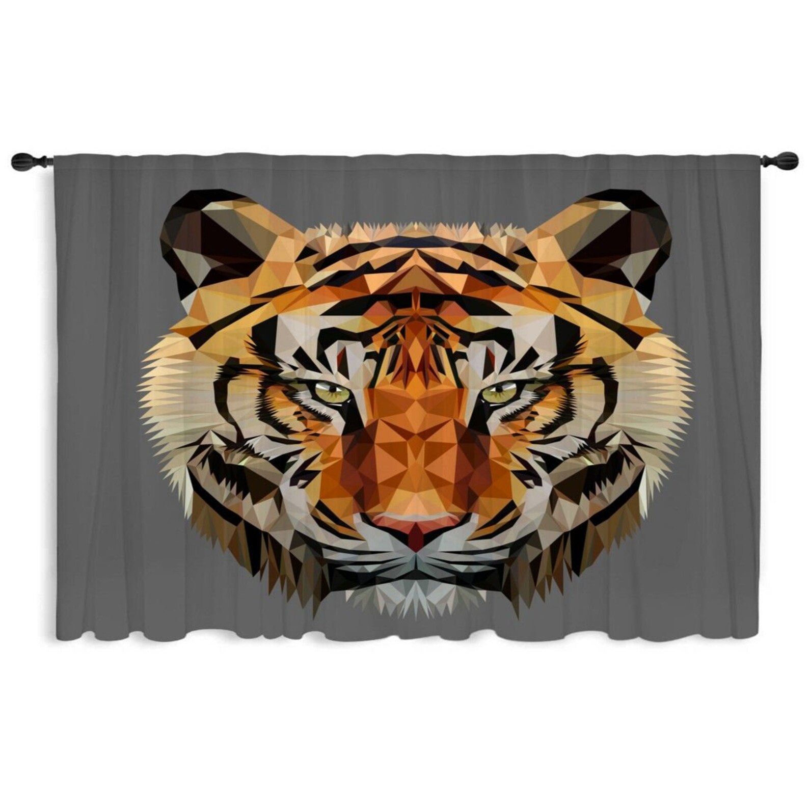 Tiger Window Curtains Tiger Curtains Geometric Curtains Etsy