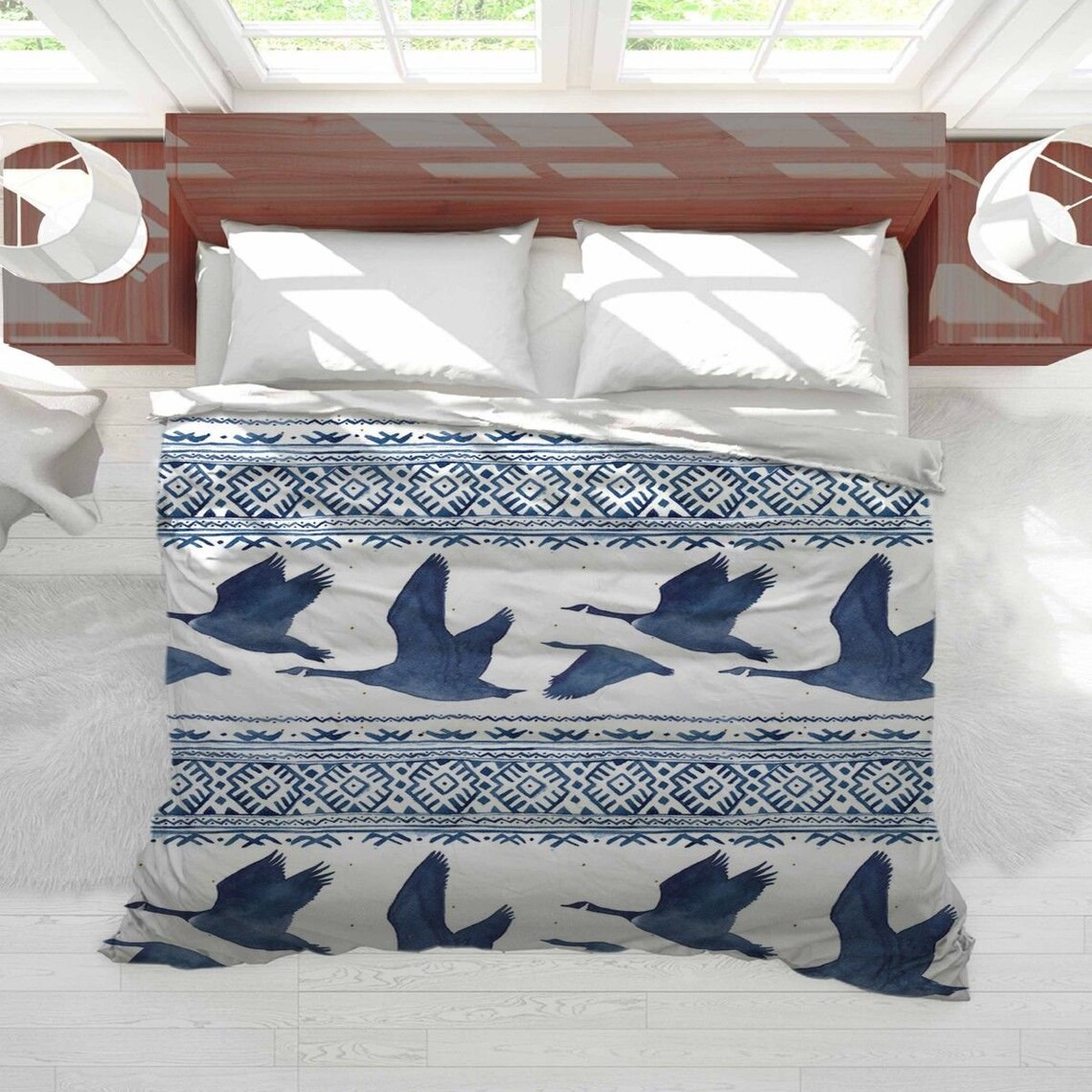 Goose Duvets Goose Bedding Geese Flying Duvet Cover Bird Etsy