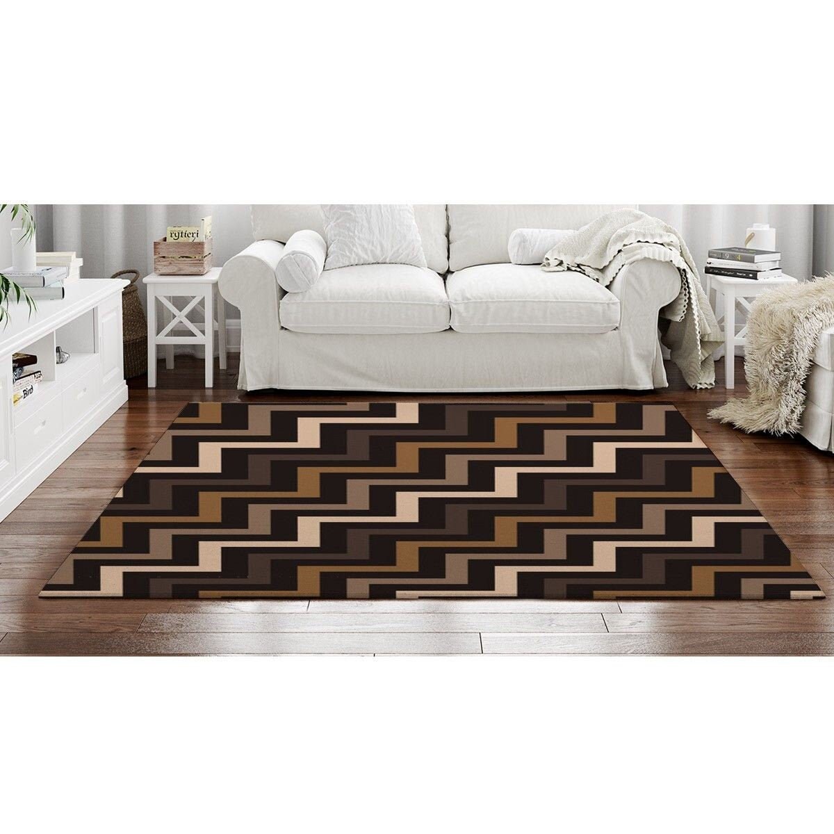 Chocolate Brown Rugs Brown Area Rug Chocolate Brown Chevron Etsy