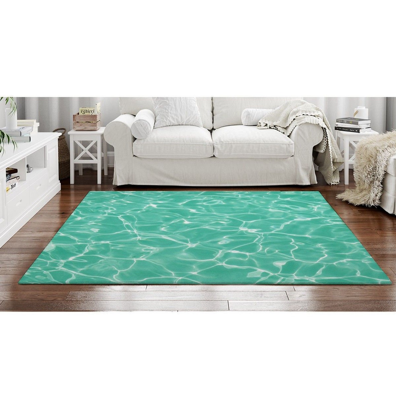 Turquoise Tropical Waters Rug Ocean Waves Area Rugs Sea Green Etsy
