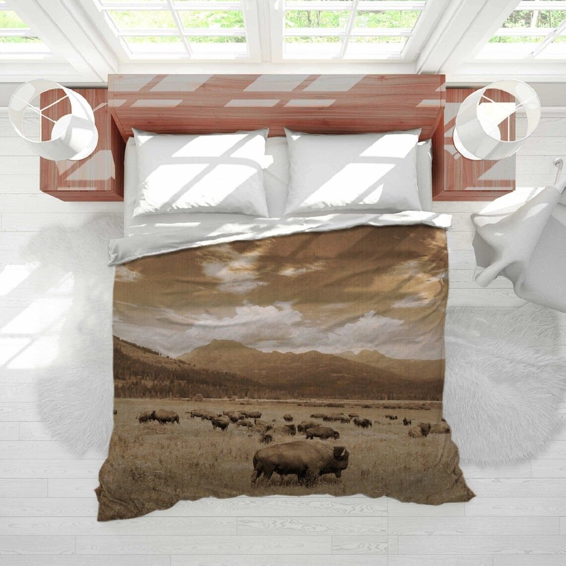Yellowstone Comforter Yellowstone Bedding Yellowstone Bison Etsy