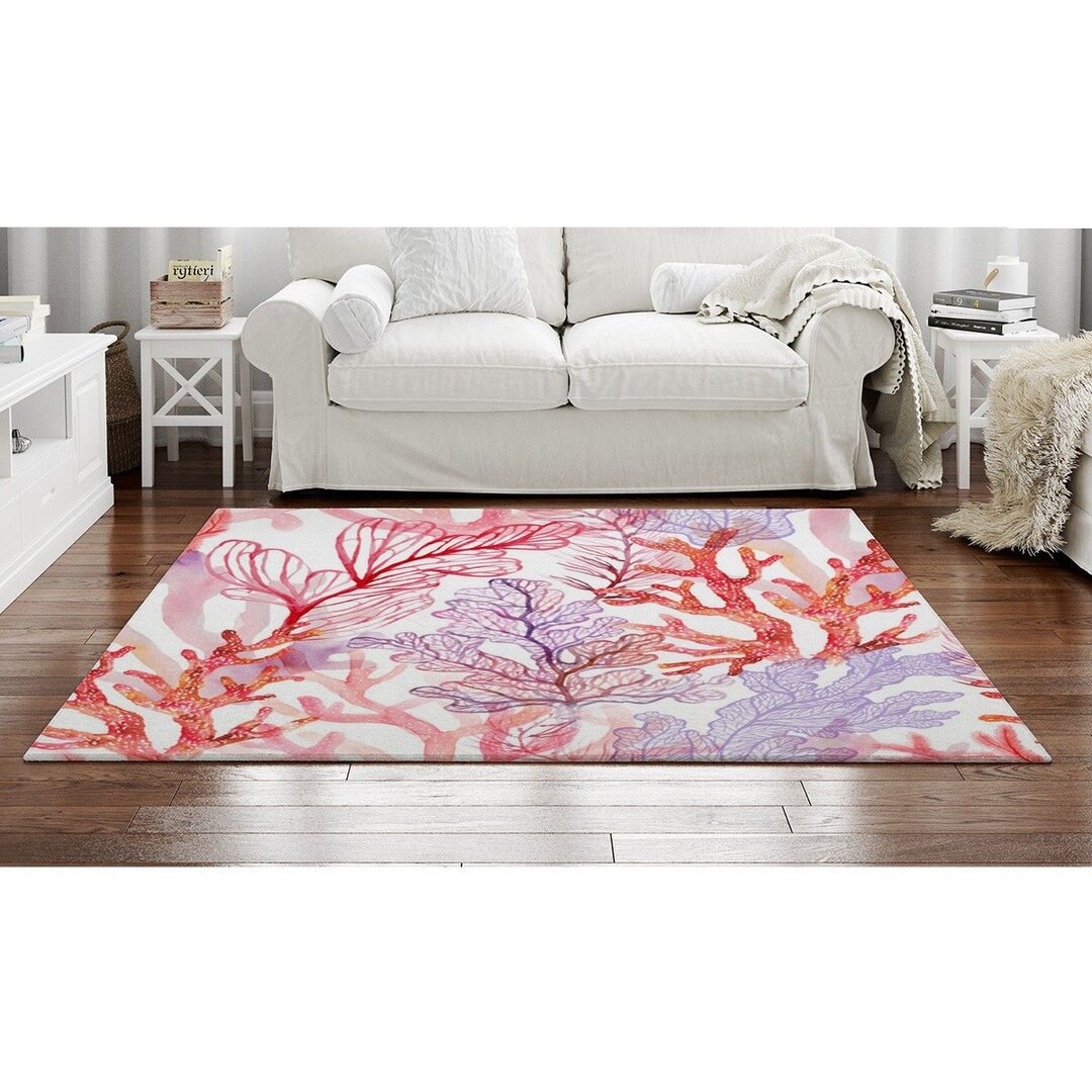 Coral Area Rug Coral Rug Coral Reef Rug Underwater Rug Red Etsy