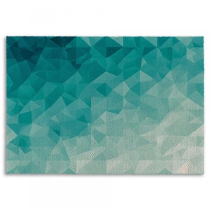 Teal Polygon Shaped Rug Green Geometric Area Rugs Teal Blue Green And White Area Rugs Low Poly Art Rug Graphic  Rugs