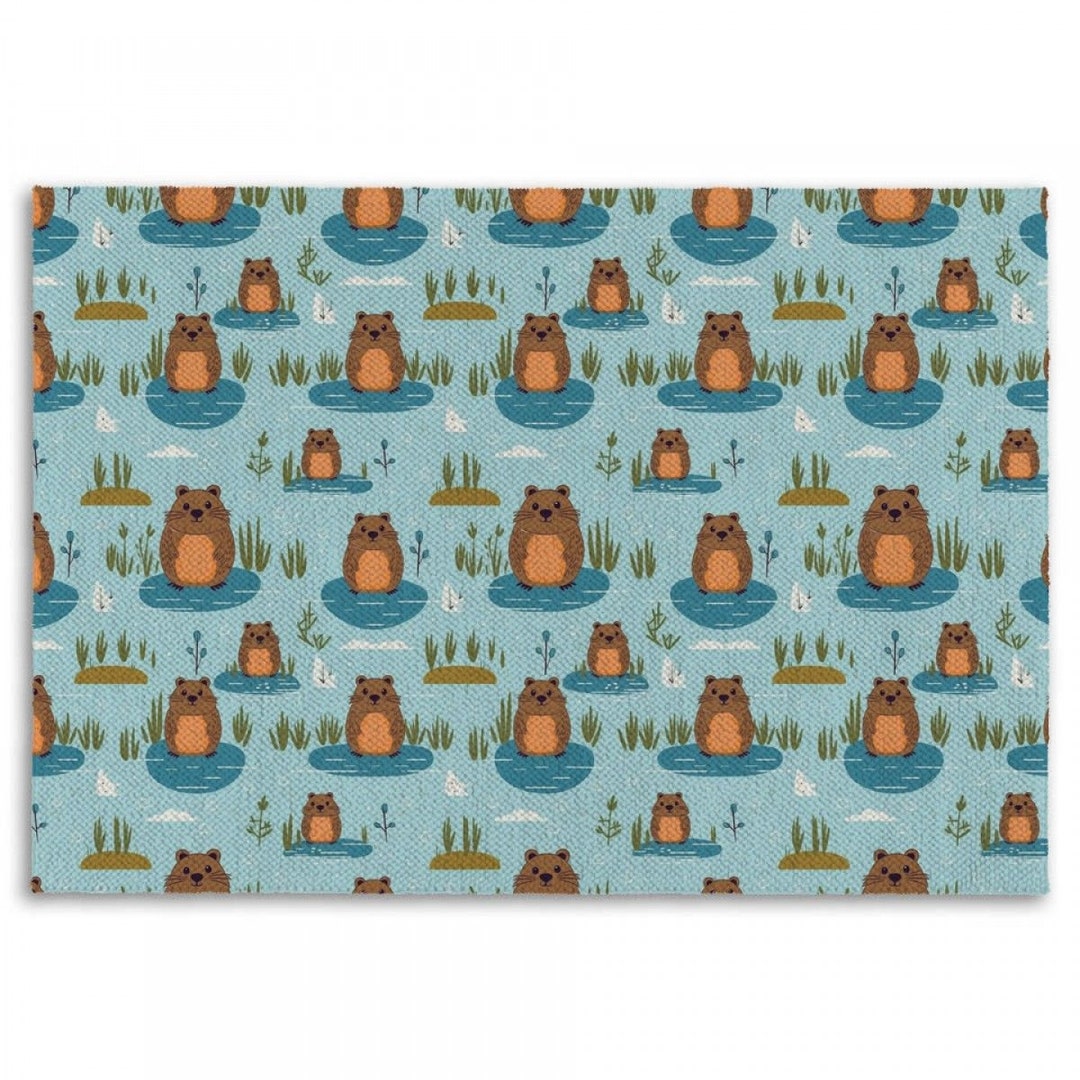 Beaver Rug, Cute Animal Rugs, Farmhouse Area Rug, Lakehouse Living Room
