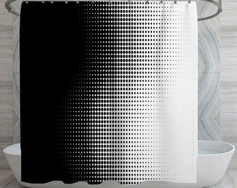 Modern Black and White Dotted Shower Curtain: Artistic Bath Decor