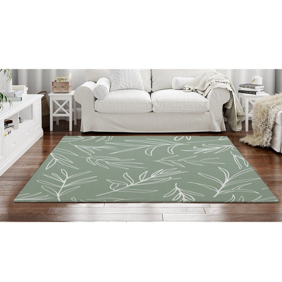 Sage Green Kitchen Mat Rug Set of 2- Plant Floral Butterfly Kitchen Rugs  with Runner Kitchen Decor Accessories Things, Kitchen Rug Mat- Leaves Rugs
