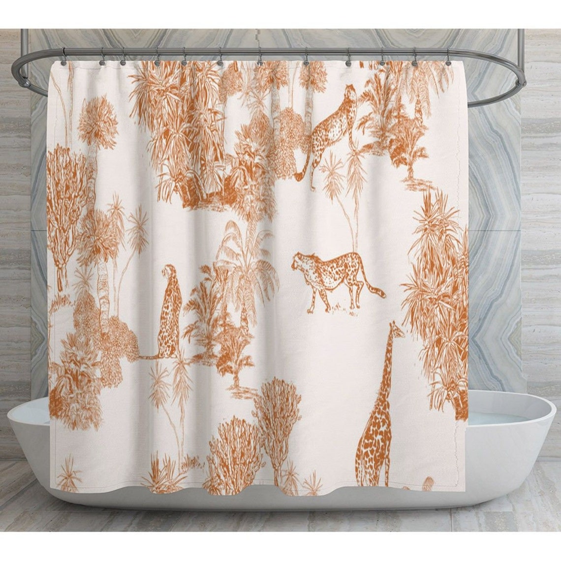 Beige Toile Shower Curtains Toile Pattern Shower Curtain Tan Etsy