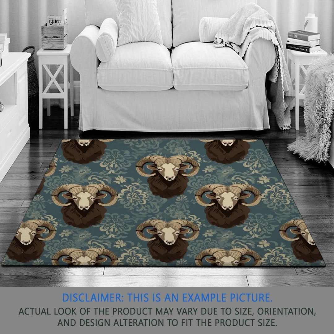 Ram Rug Sheep Rugs Farm Animal Area Rug Vintage Rustic Etsy