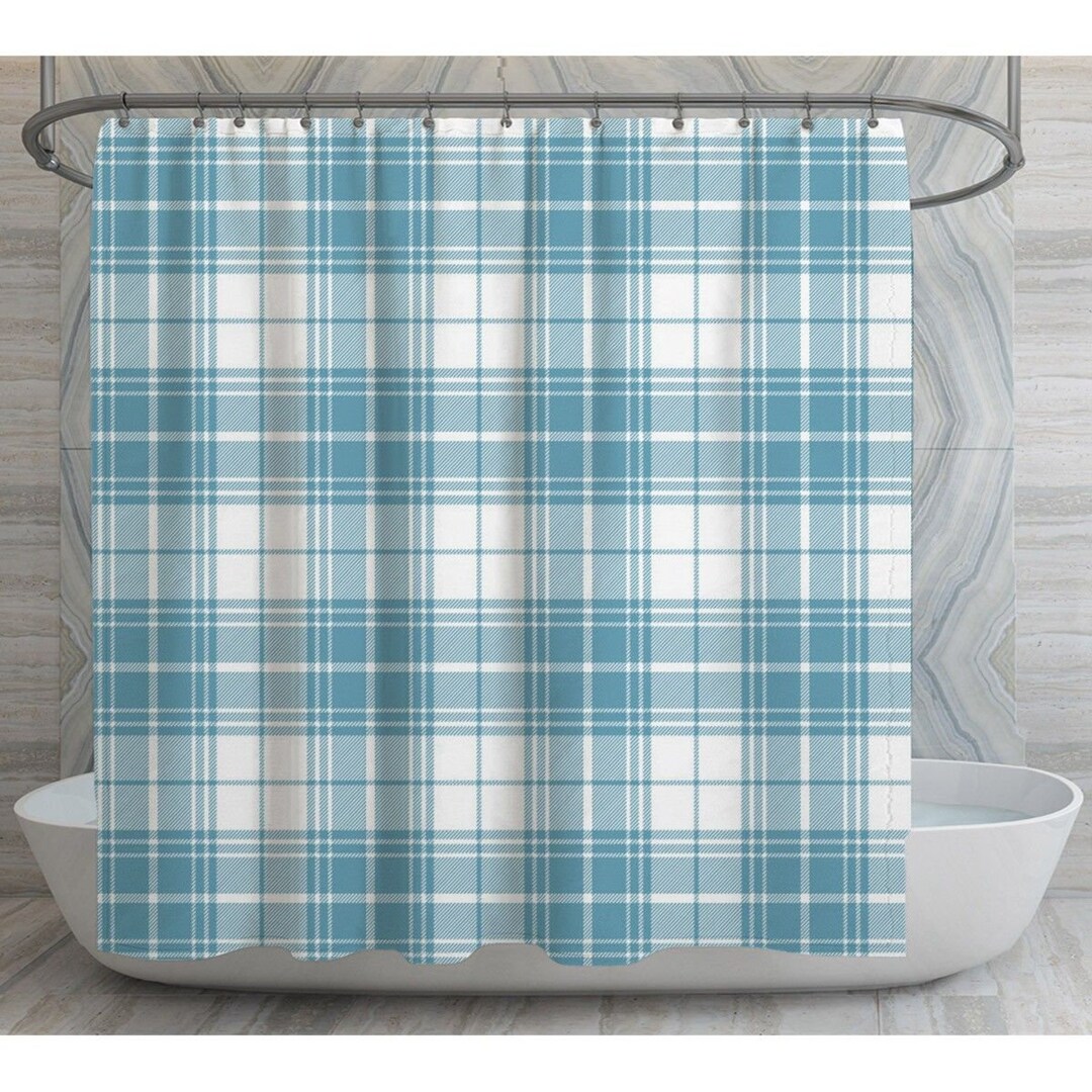 Blue and White Plaid Shower Curtains Plaid Pattern Shower Curtain Plaid