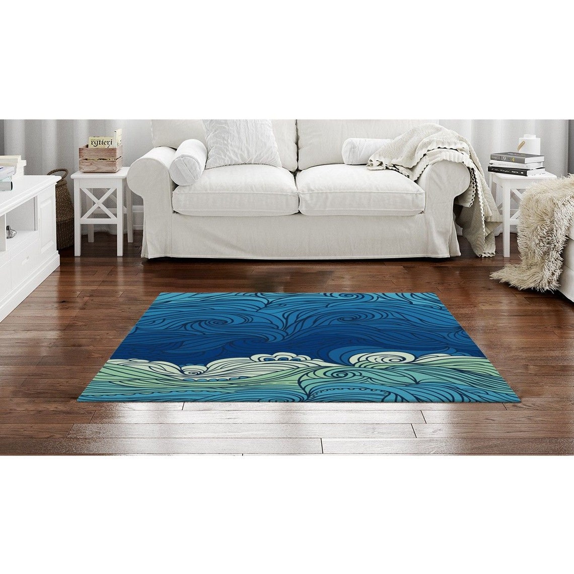 Ocean rugs wave area rug artistic area rug blue abstract Etsy