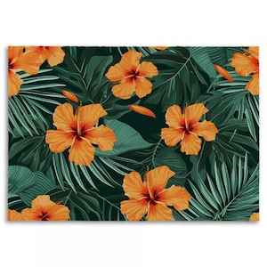 Hawaiian Comforter Tropical Comforter Hibiscus Duvets Tropical Hibiscus Comforter Tropical Bedding Orange Comforter Green Comforter