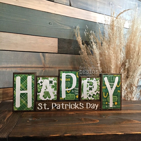 St Patrick S Day Theme Home Decor Wood Blocks St Etsy