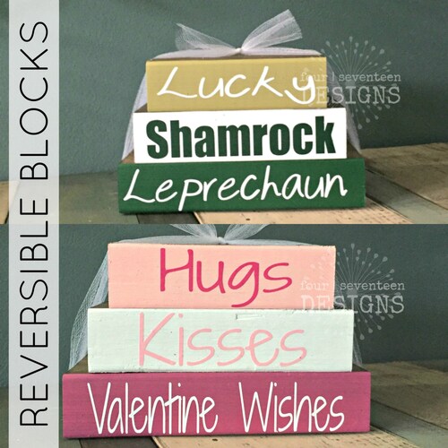 Valentine's Day Decor // Wood Block Stacks Stacker // Etsy