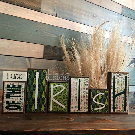 St Patrick S Day Theme Home Decor Wood Blocks Luck Of Etsy