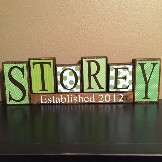 Items similar to Custom / Personalized Home Decor Wood Blocks Last Name Design with Wedding
