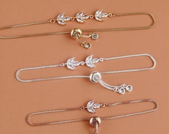 bridesmaids earrings, bridesmaid gifts pearl jewelry set, olive leaf adjustable bracelet, bridesmaid proposal, Bridal party, Cubic Zirconia
