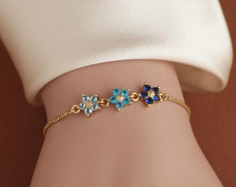 Flower birthstone bracelet Best Friends Sisters Gift  Friendship Jewelry with Birthstones Bridesmaid Proposal Minimalist