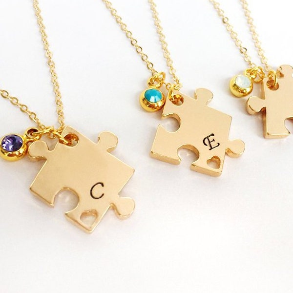 collier meilleur ami, collier puzzle, collier 4 sœurs, quatre ensemble puzzle cassé, bijoux personnalisés, collier d’amitié, cadeau de Noël