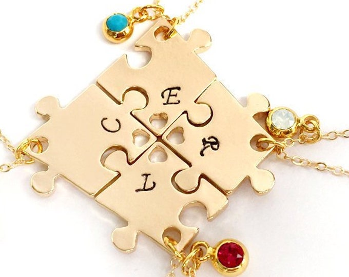 best friend necklace, Puzzle necklace, 4 Sisters Necklace, four broken Puzzle set, Customize Jewelry, friendship necklace, Christmas gift