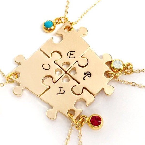 meilleur ami collier, collier de Puzzle, 4 sœurs collier, Puzzle cassé quatre ensemble, personnaliser les bijoux, collier de l’amitié, cadeau de Noël