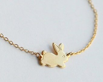 Gold rabbit necklace, Bunny Necklace, gold Rabbit, Rabbit  Bunny Pendant, Small Bunny, Animal Jewelry, Christmas gift, Everyday Necklace
