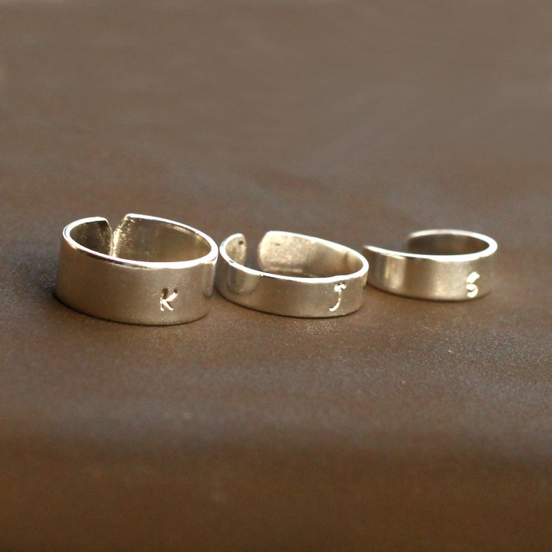 Adjustable Silver Ring Hand Stamped Mens Initial Ringman Etsy