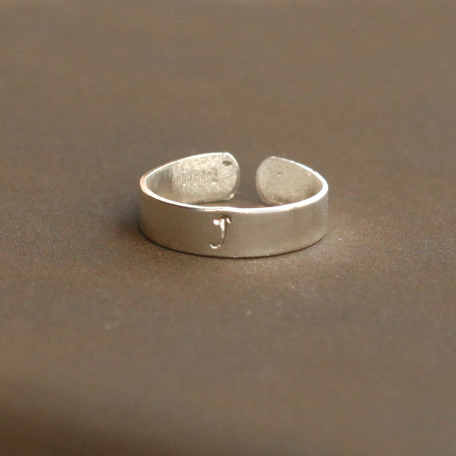 Adjustable Silver Ring Hand Stamped Mens Initial Ringman Etsy