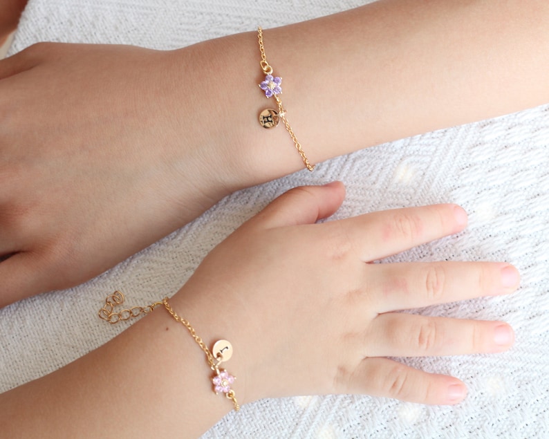 flower girl bracelet, toddler flower girl proposal, personalized flower girl gift, little girl bracelet wedding gift, handmade jewelry zdjęcie 3