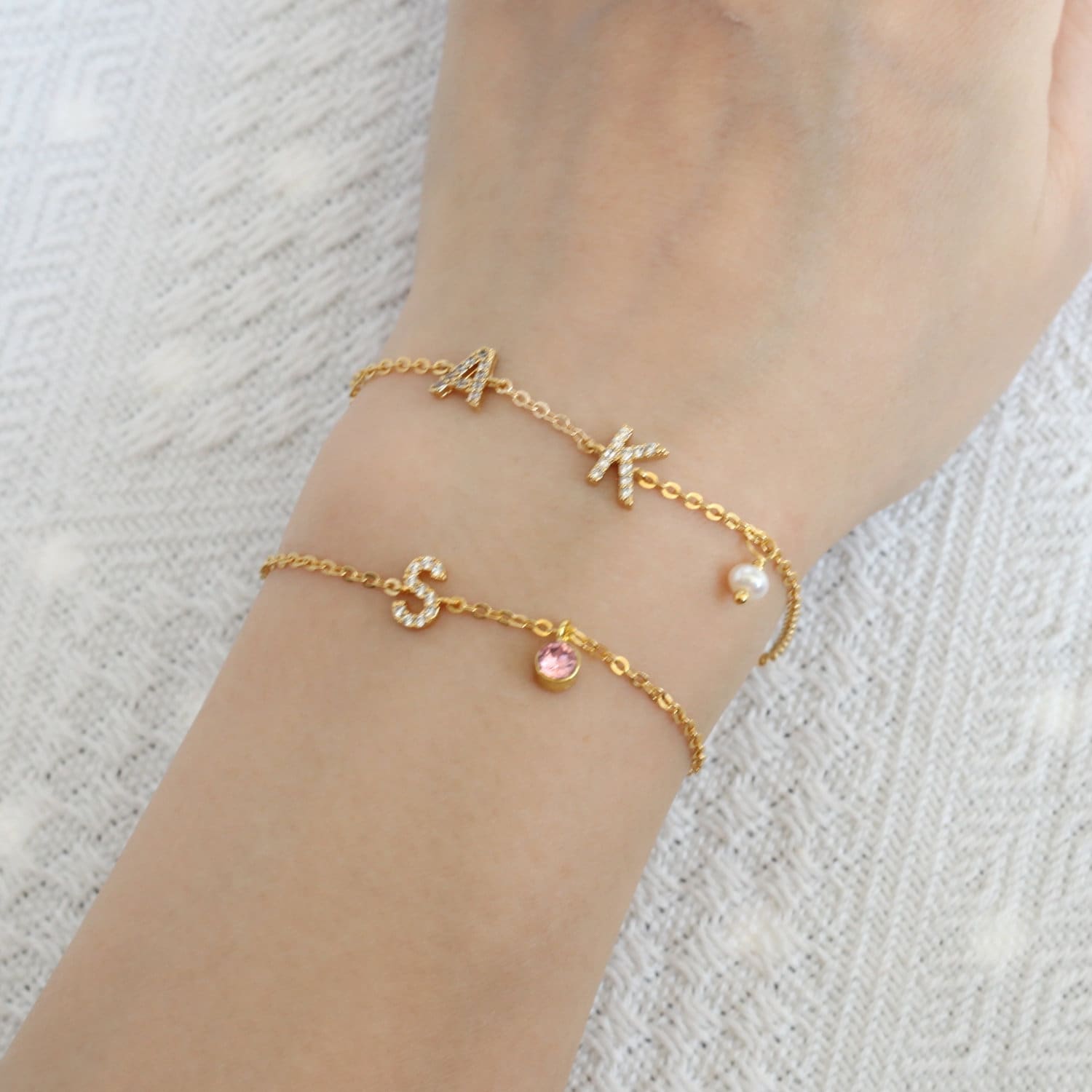 gold initial bracelet, bridesmaid bracelet, Personalized Letter bracelet, Dainty Custom Name bracelet, birthstone bracelet, bridesmaid gift