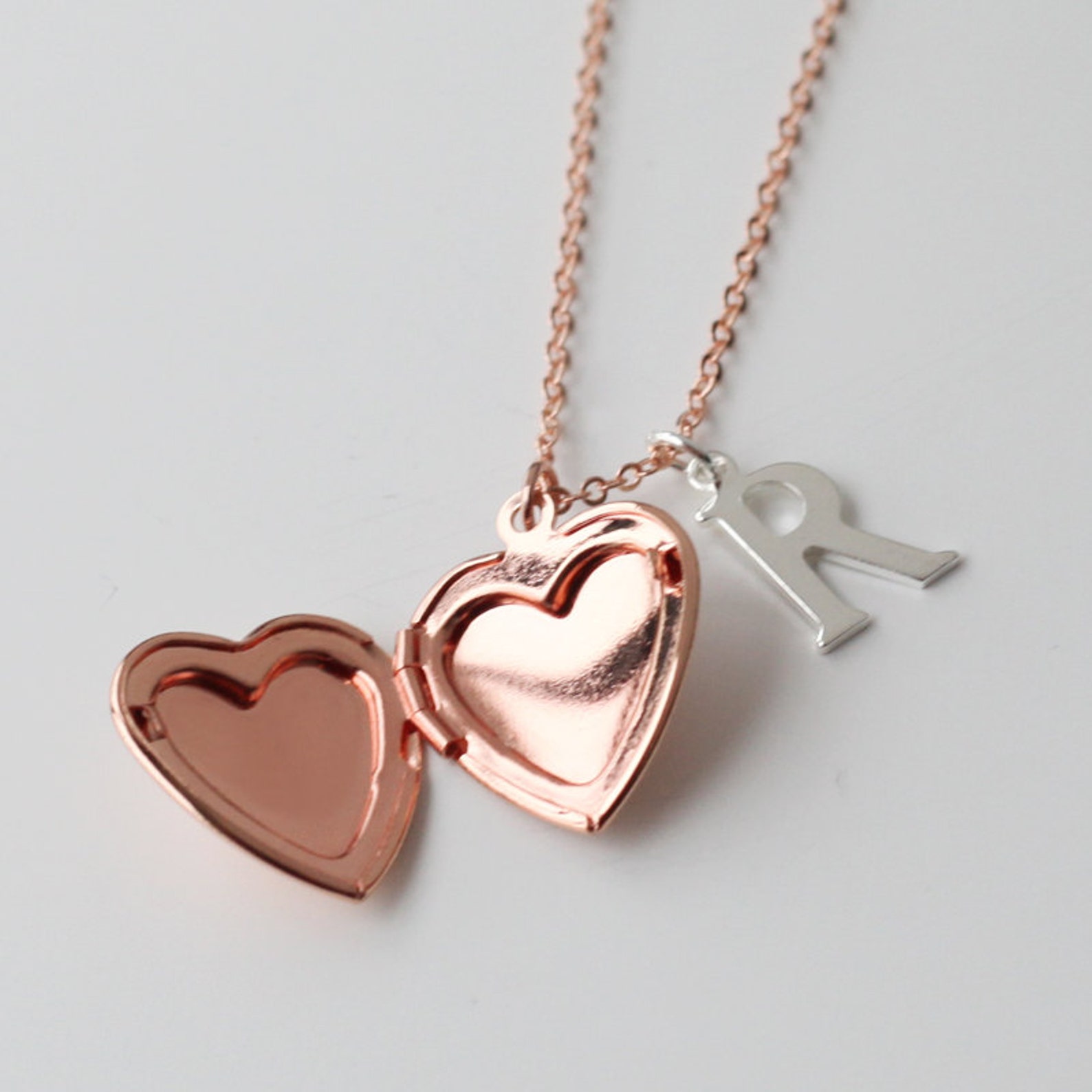 Locket necklace rose gold heart Locket Necklace mother of Etsy