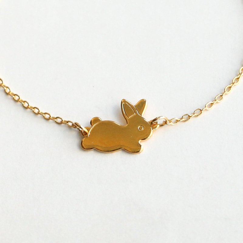 Gold Rabbit Necklace Bunny Necklace Gold Rabbit Rabbit Etsy