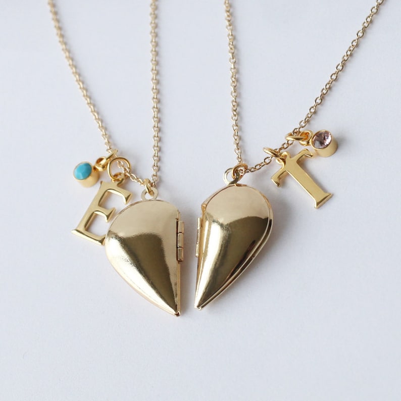 Gold Half Heart Locket Necklaces Love Locket Initial Etsy UK