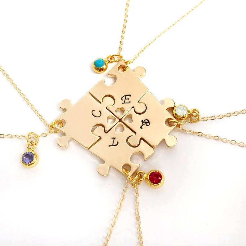 Best Friend Necklace Puzzle Necklace 4 Sisters Necklace Etsy