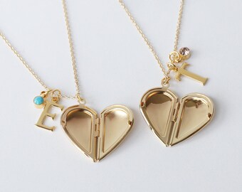 Gold Half Heart Locket Necklaces Love 