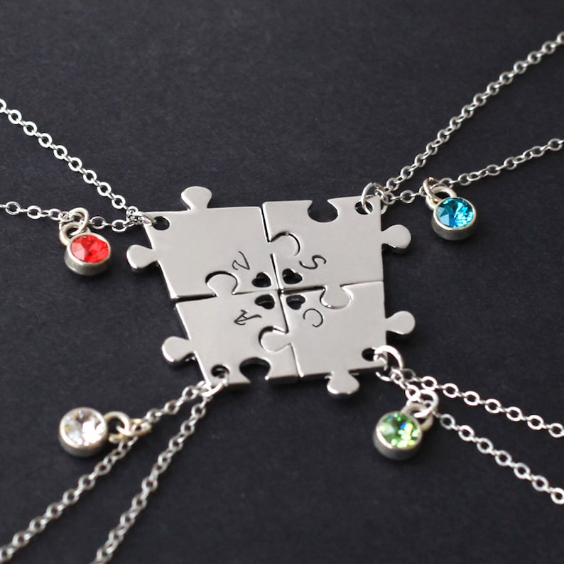 Best Friend Necklace Puzzle Necklace 4 Sisters Necklace Etsy