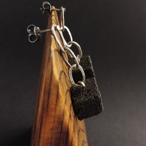 Silver stud earrings,Lava earrings,chain earrings,raw silver earrings,gift for women