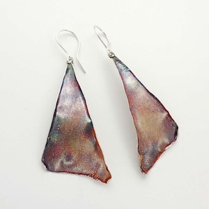 Sterling Silver earrings,triangle,dangle earrings,rustiuc silver,raw silver,handmade,oxidized,light earrings/For women