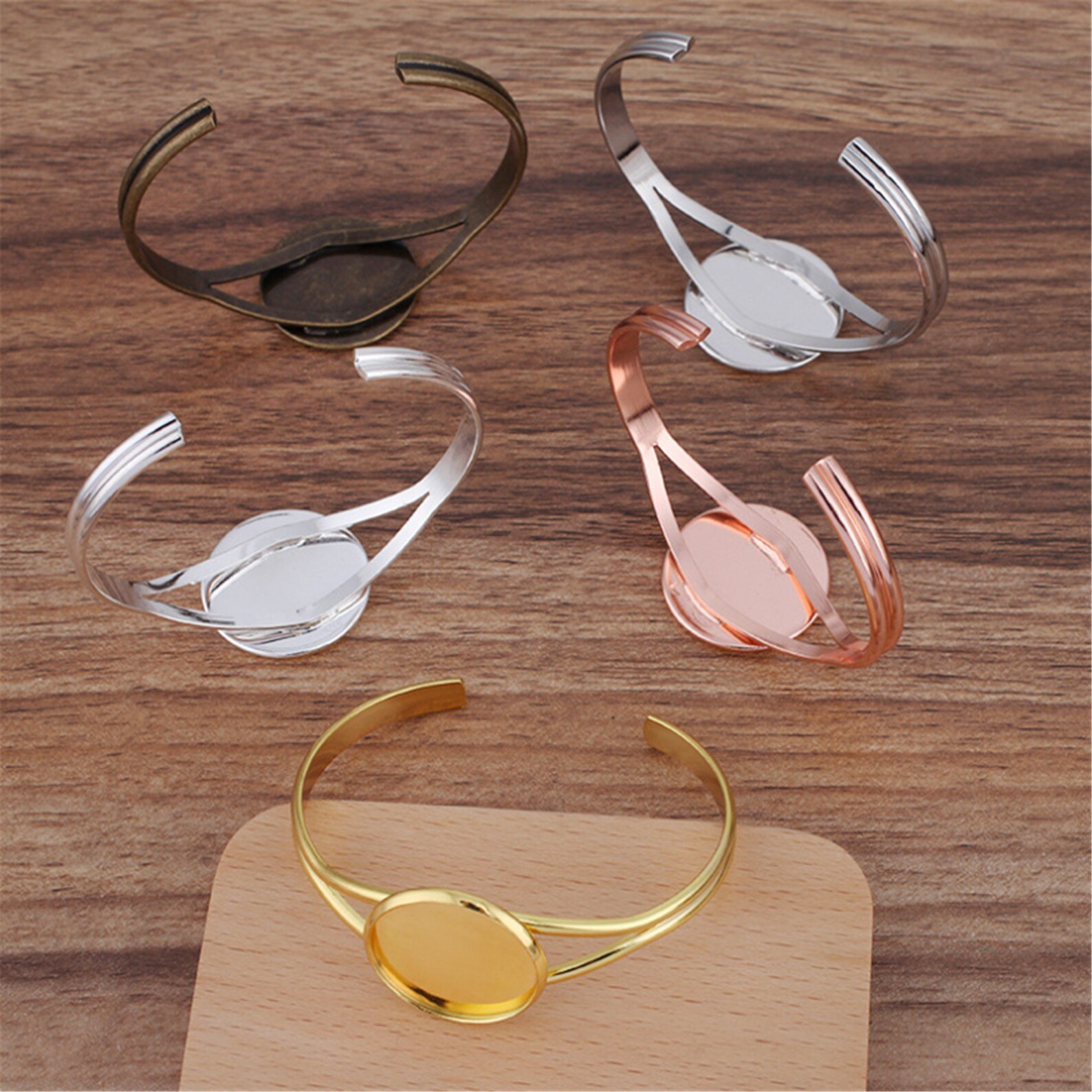 5pcs round setting Blank Bracelet Cuff bracelet blanks Bezel Etsy