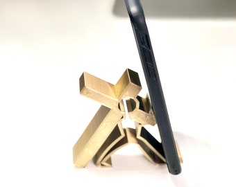 Soporte de smartphone de escritorio cristiano / Christ Cross Cell Phone Holder / 3D impreso Jesús lleva el soporte de escritorio del teléfono cruzado