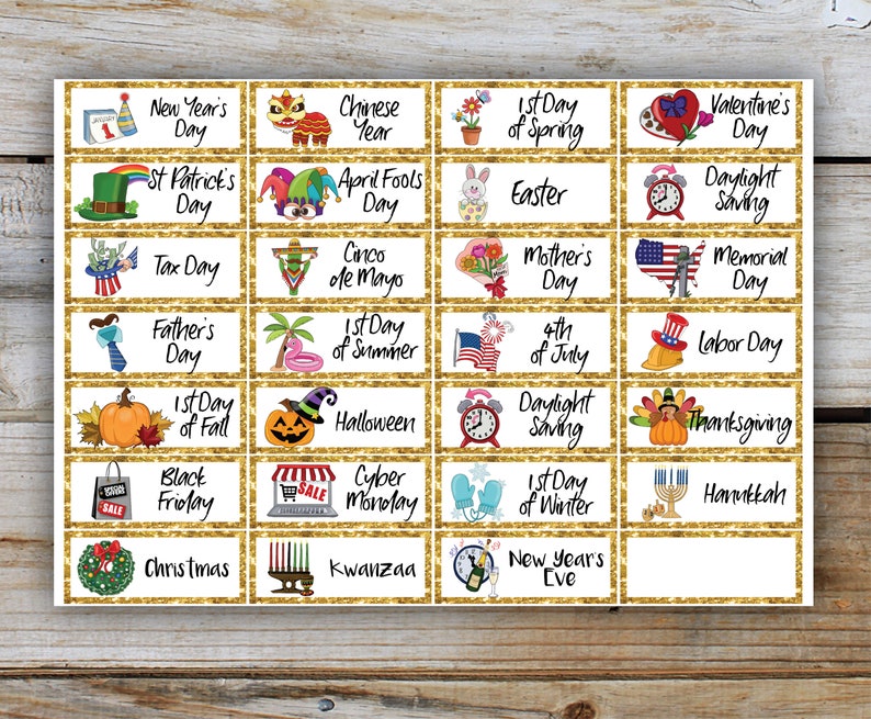 Calendar Holiday Stickers Planner Stickers Calendar Etsy