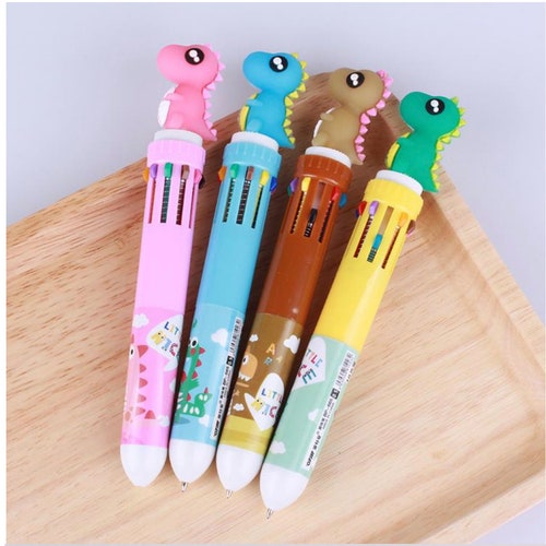 Dinosaur Ballpoint Pen Multifunction | 10 Colors Pen | Colorful Ball Pen | Cute Office School Stationery