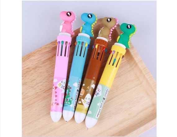Multi Colors 10 in 1 Unicorn Dinosaur Ballpoint Pens Ball Pen Novelty Xmas Gifts 