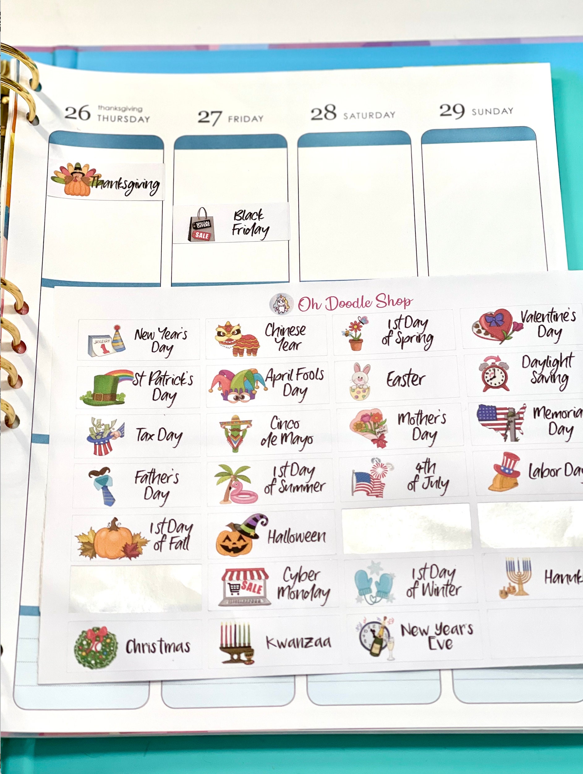 Calendar Holiday Stickers Planner Stickers Calendar | Etsy